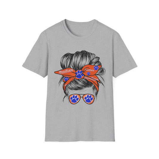 Messy Bun Orange and Blue Panther